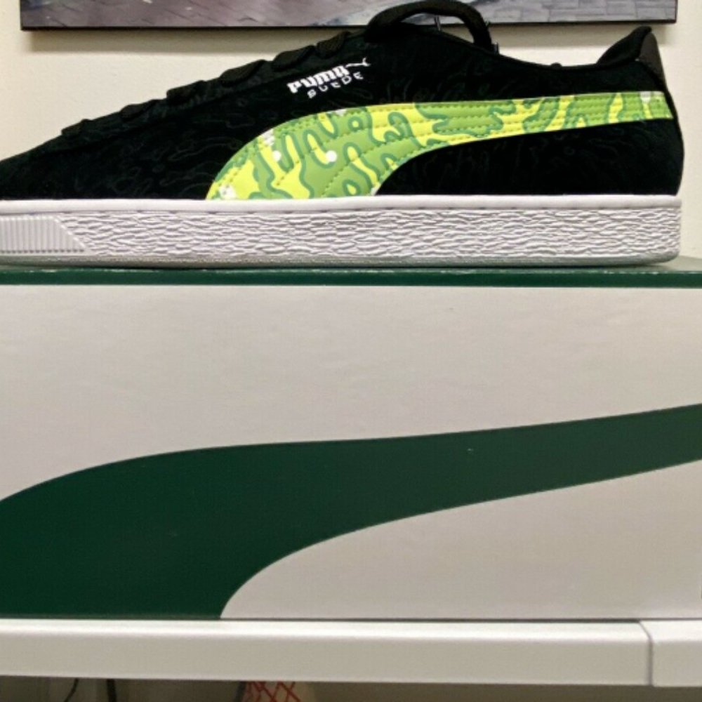 PUMA X RICK & MORTY Suede 386780-01 Black/Green Men's Casual lifestyle Shoes 12